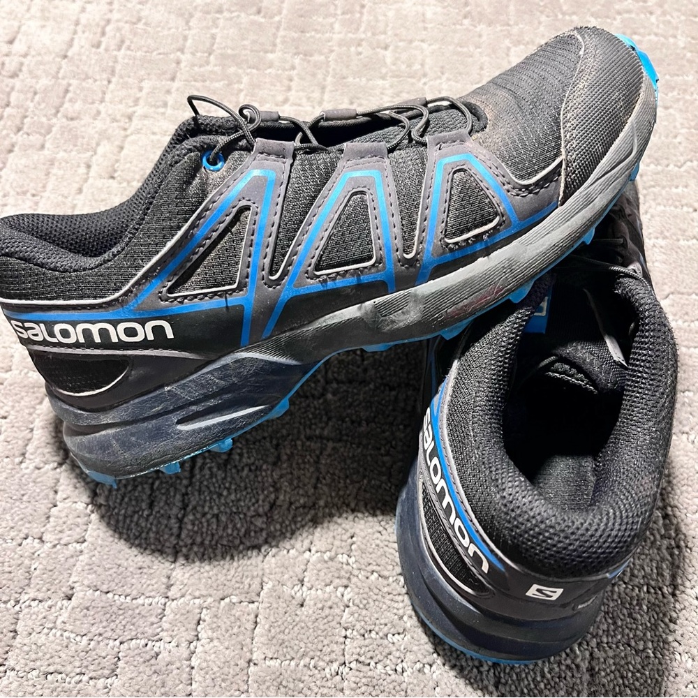 Salomon Boys Black and Blue Running/Hiking Shoes